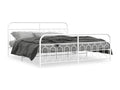 Cadre de lit métal sans matelas et pied de lit blanc 200x200 cm