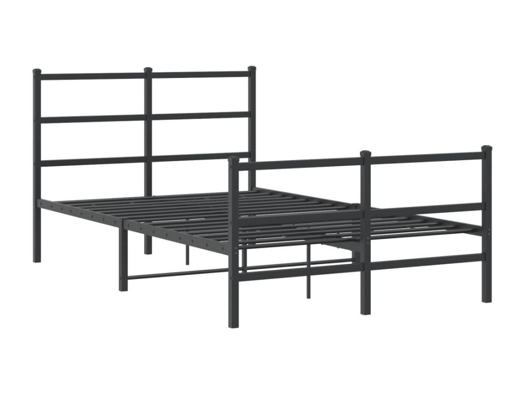 Cadre de lit métal sans matelas avec pied de lit noir 120x190cm