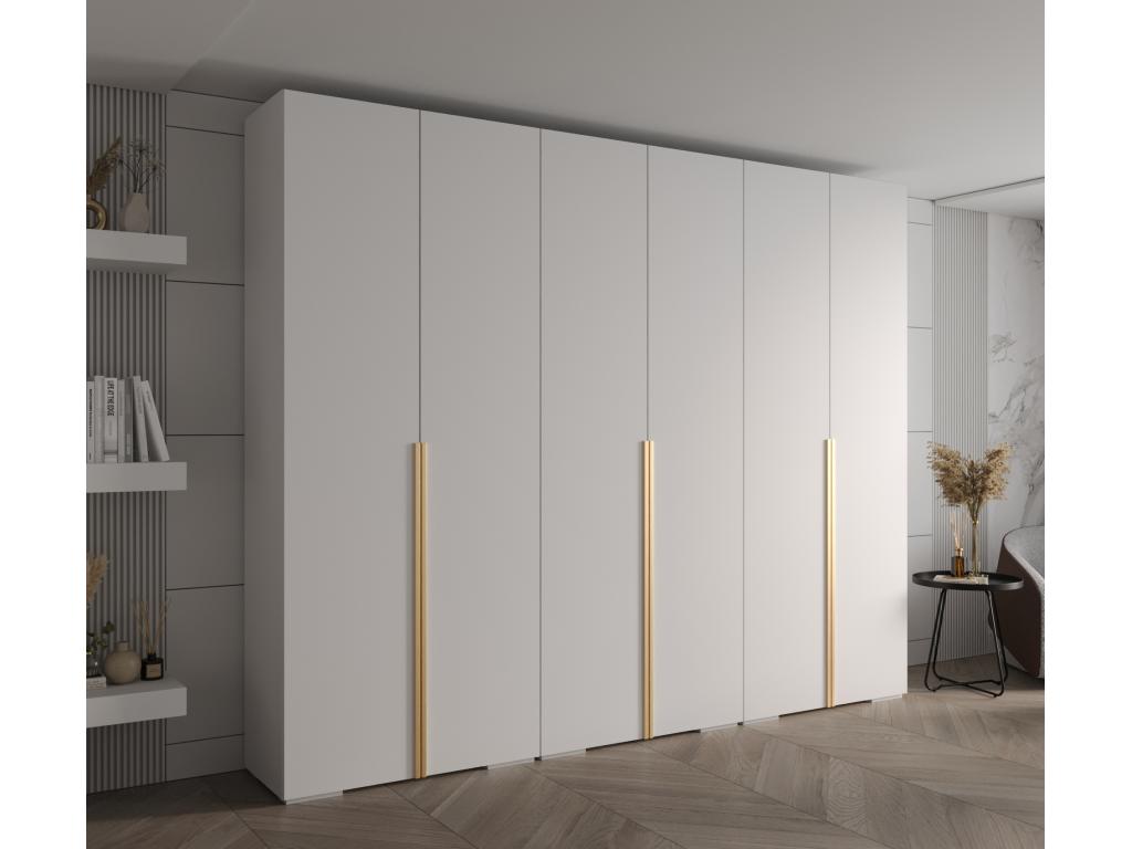 Meublita 1 armoire à portes battantes 236.7/300/47 6 portes blanc/doré