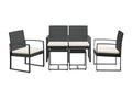 Ensemble à manger de jardin avec coussins 5 pièces noir rotin PP