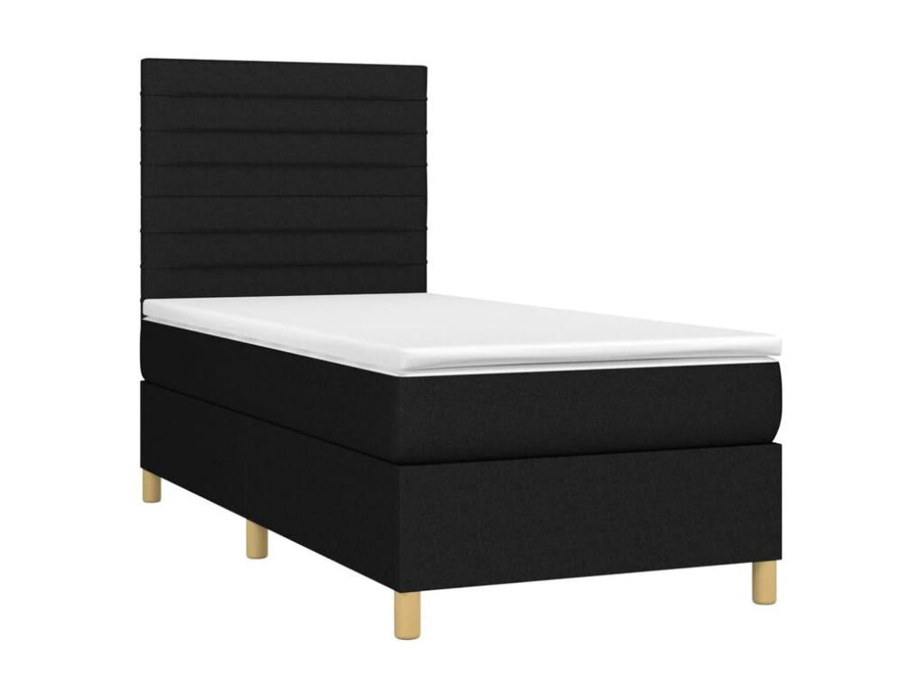 Sommier à Doucezen de lit avec matelas Noir 90x200 Tissu