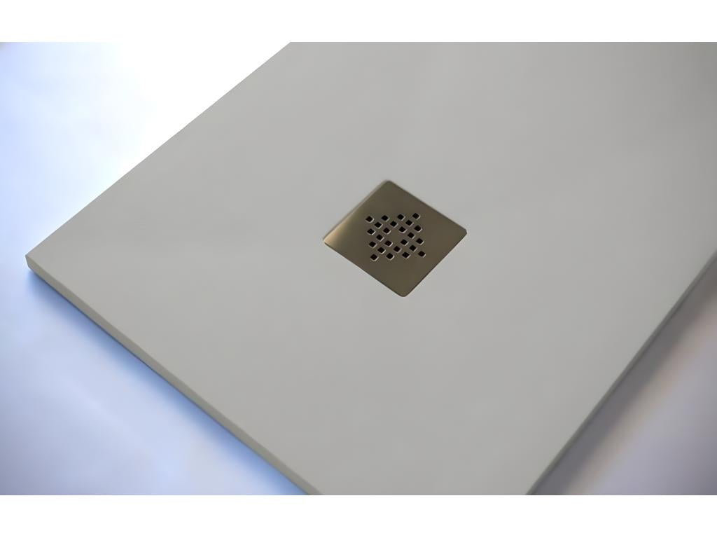 Receveur de douche 80x110 cm extra plat PURE en résine surface ardoisée gris Grille grise