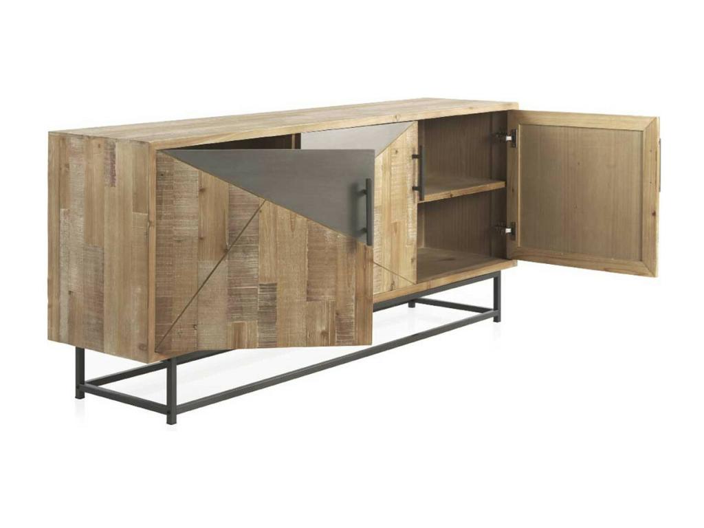 Buffet 3 portes Bois massif/Métal - Vertchez
