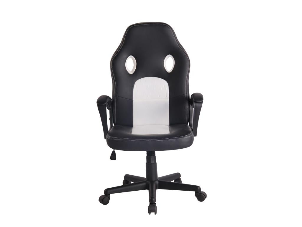 Chaise de bureau - Similicuir / Plastique - Noir / Blanc - Meublita