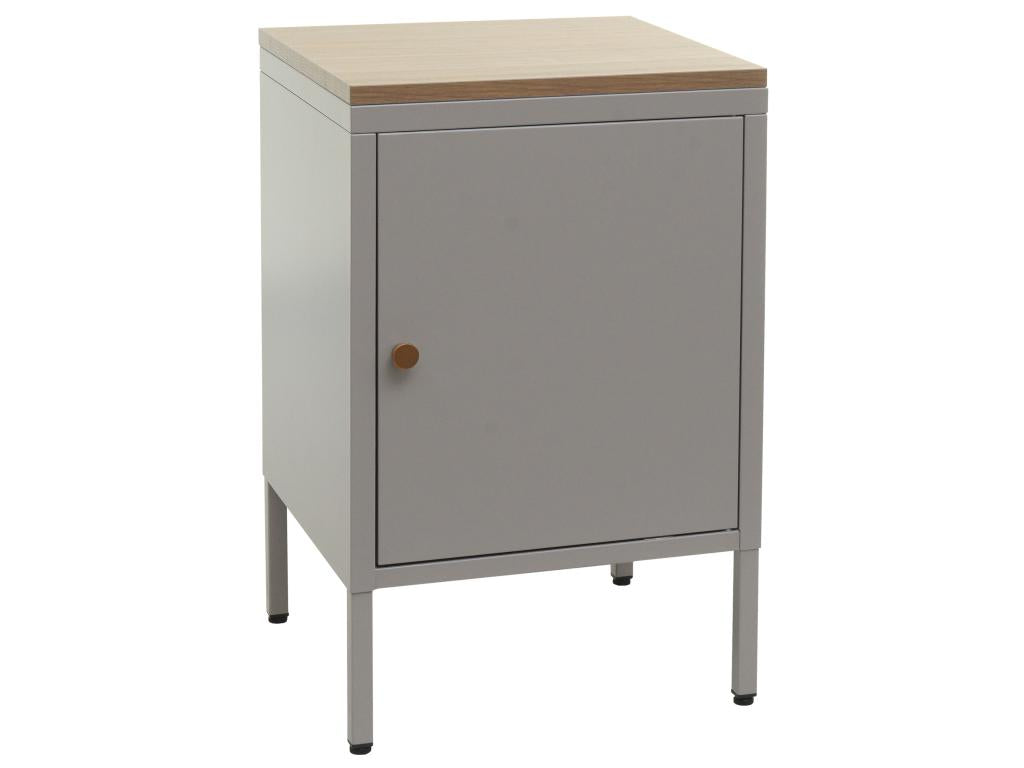 Table de nuit Vertchez-L84 - armoire de chevet commode - métal 63x40x40cm - mélaminé - gris