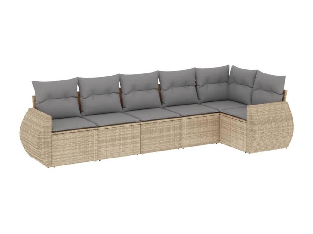 Salon de jardin avec coussins 6 pièces beige résine tressée