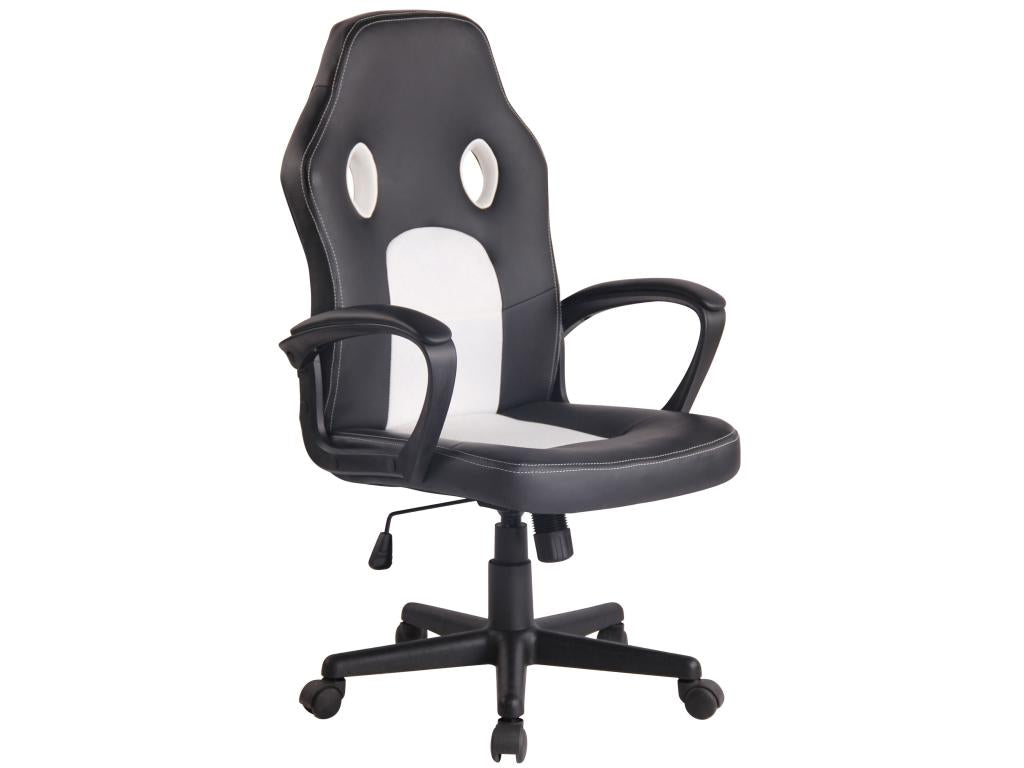 Chaise de bureau - Similicuir / Plastique - Noir / Blanc - Meublita